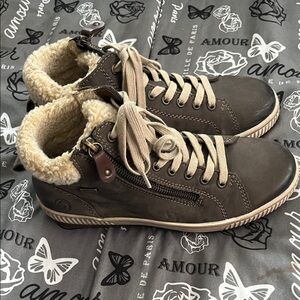 Remonte Brown High-Top Sneakers with Cozy Lining